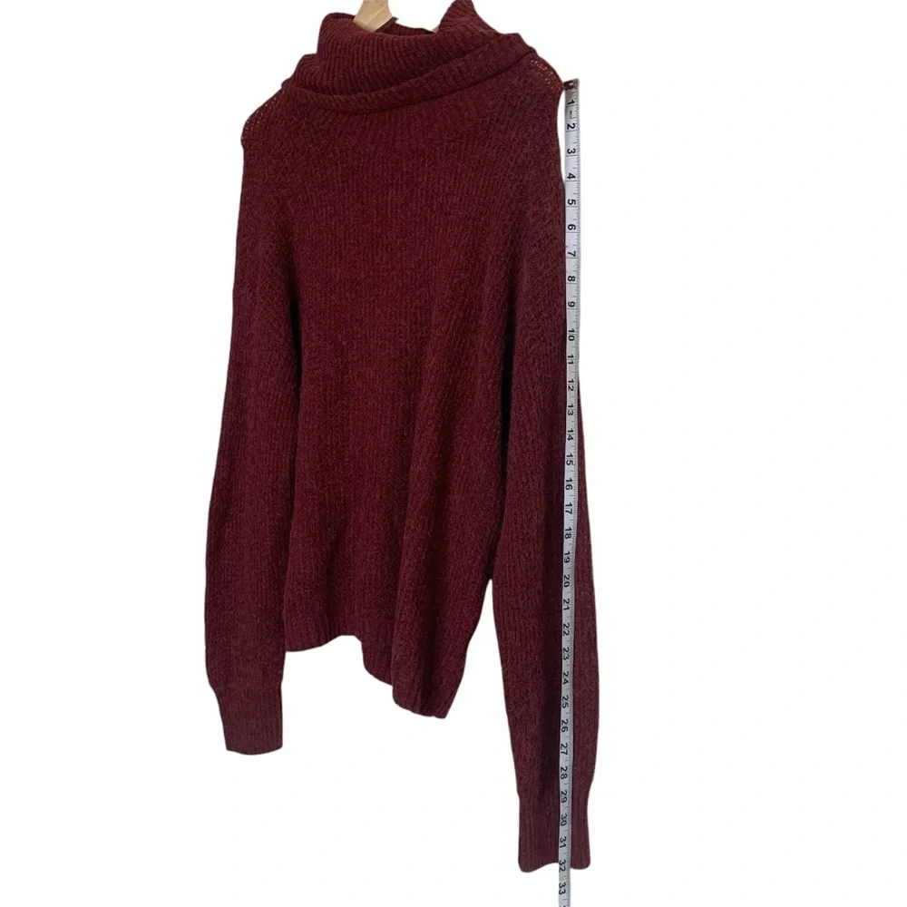 Abound Women's Size XL Thermal Turtleneck Sweater NWT Pullover Burgundy - Flaws